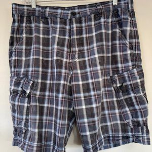 Calvin Klein Blue Plaid 36 Men's Cargo Shorts